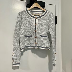 Urban Revivo Blue Tweed Cardigan